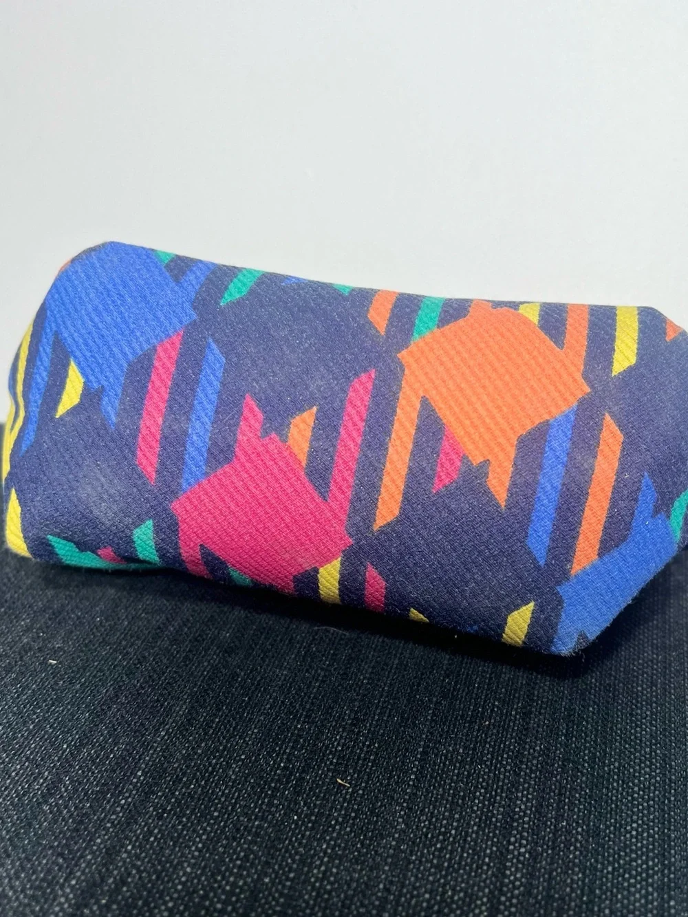 Vintage 80s Trina NWT Kiss Lock Cosmetic Bag Retro 80s Geometric Print
